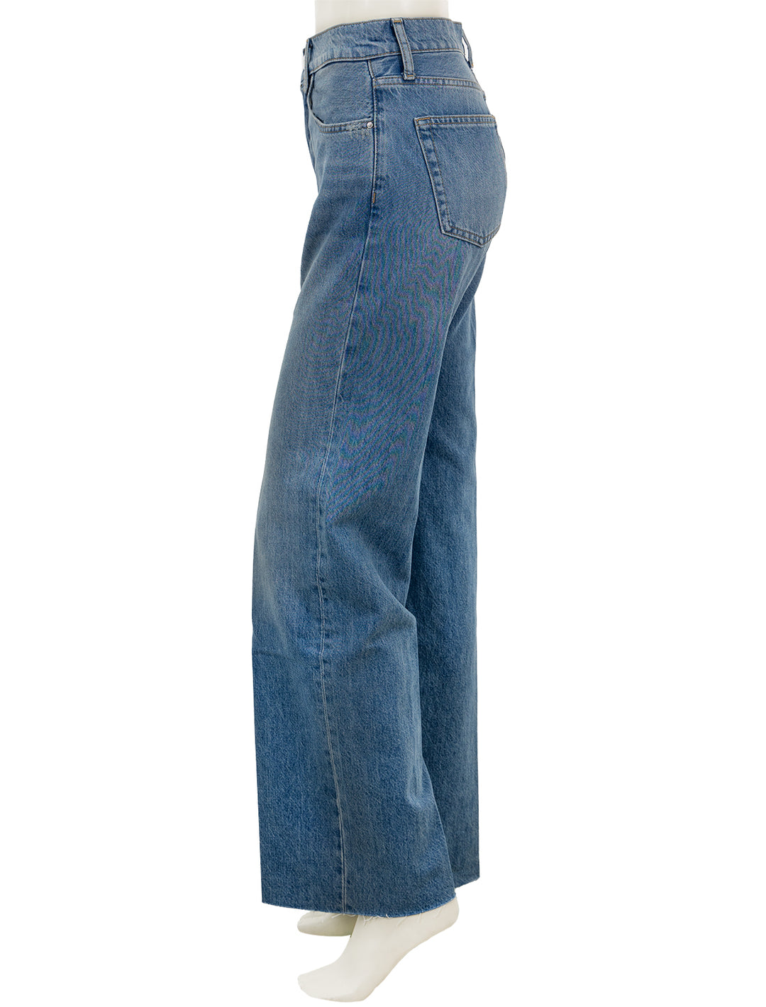 Side view of Anine Bing's hugh jean in panama blue.