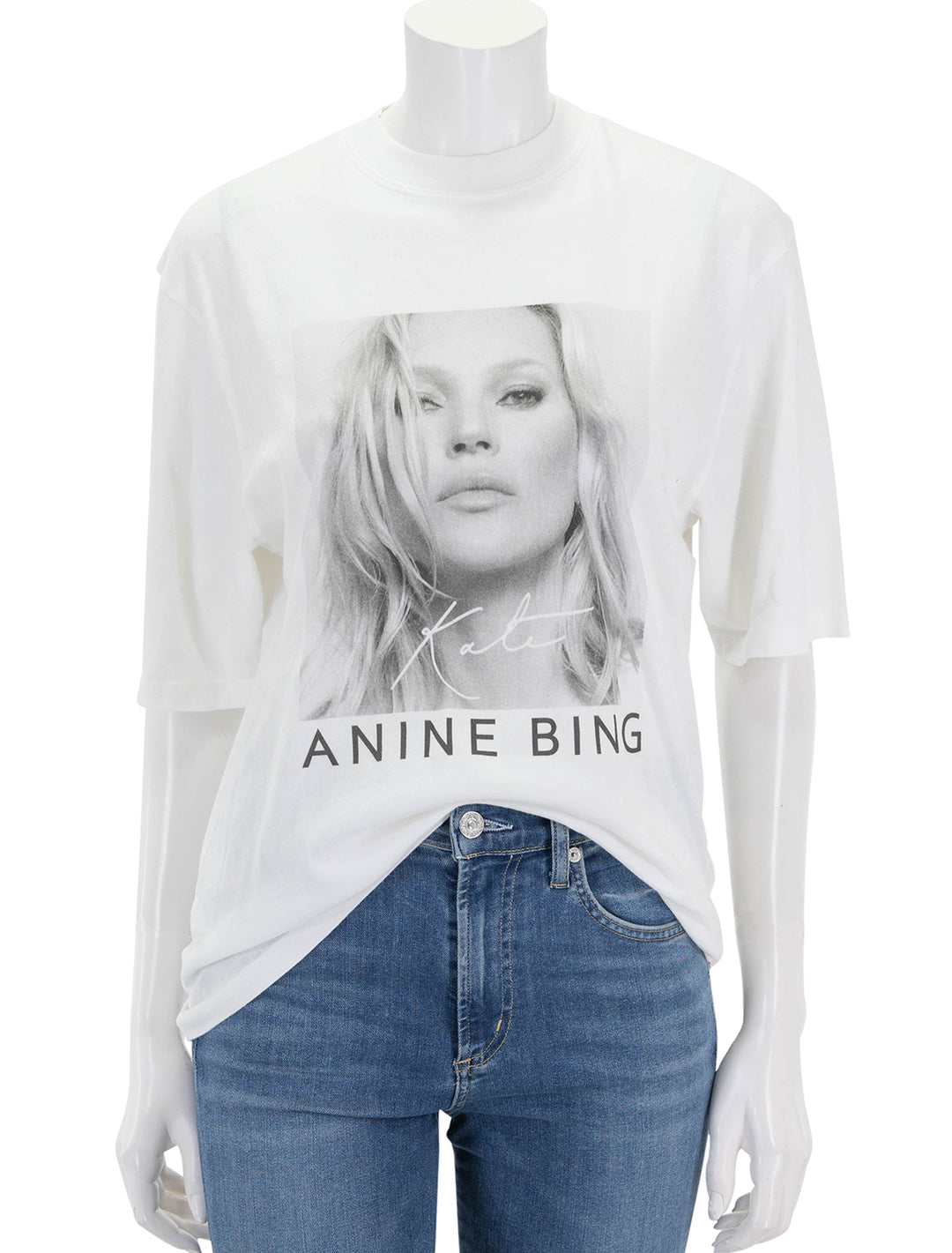 Front view of Anine bing's avi tee kate moss in white.