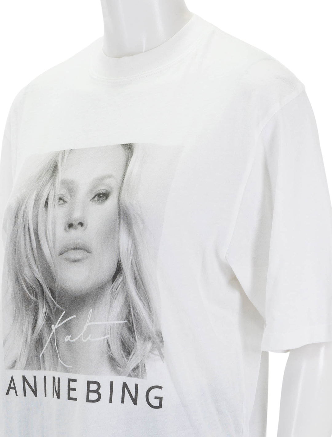 Close-up view of Anine bing's avi tee kate moss in white.