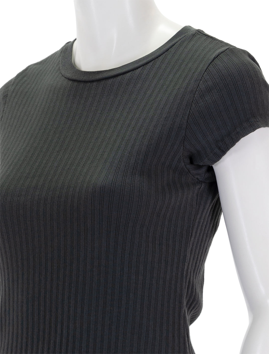 close up view of etta ribbed tee in vintage black
