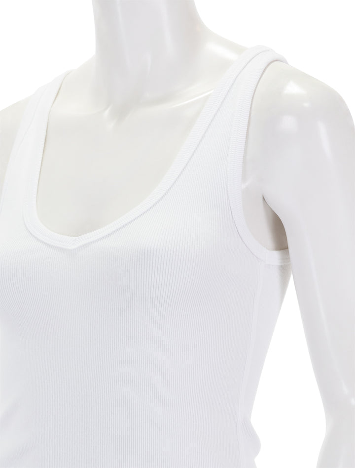 Close-up view of Perfectwhitetee's maria tank in white.