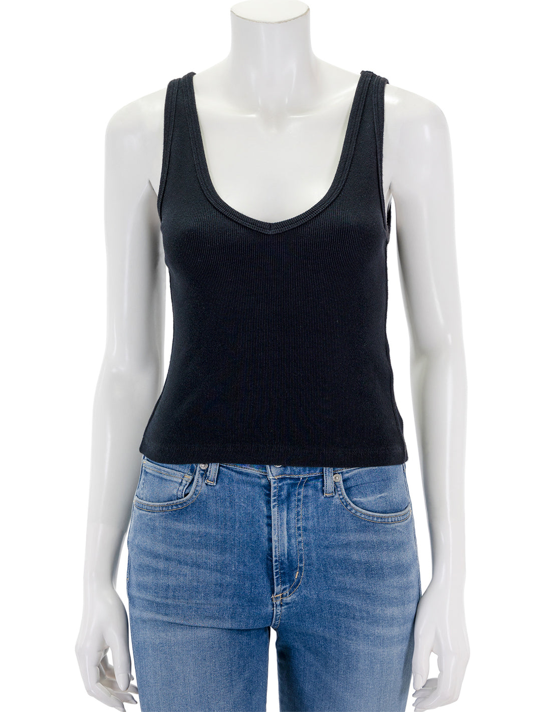 Front view of Perfectwhitetee's maria tank in black.