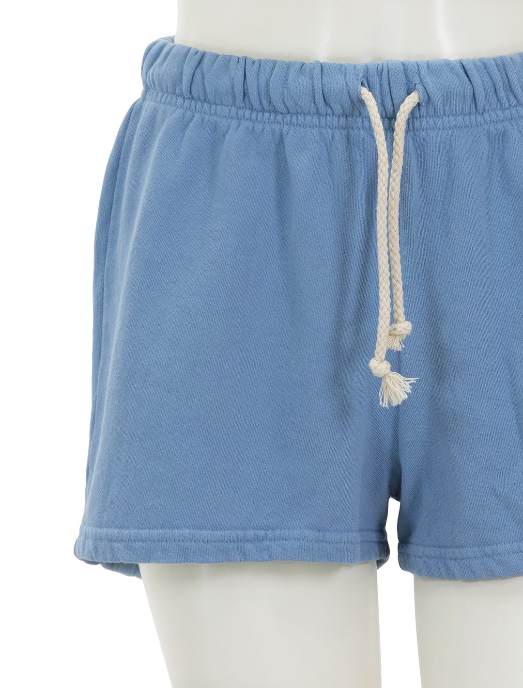 Close-up view of Perfectwhitetee's layla sweat shorts in carolina blue.