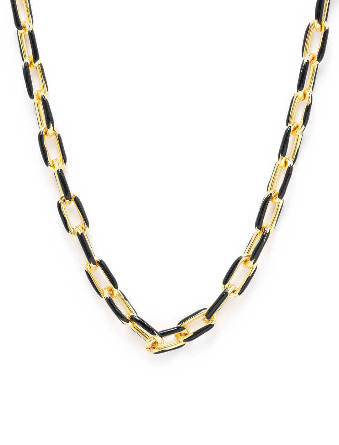 Front view of Jonesy Wood's frankie necklace in black.