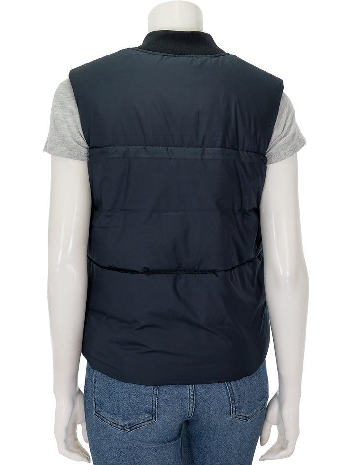 Back view of Barbour's fay gilet in dark navy.