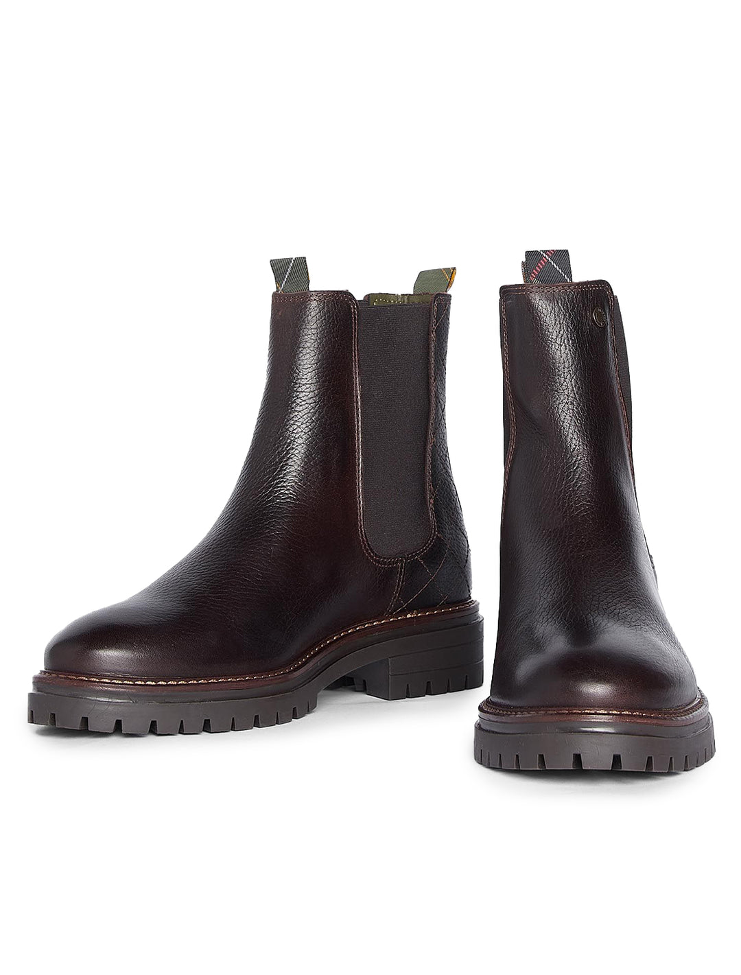 Alternative side view of Barbour's evie chelsea boot in brown pebble.