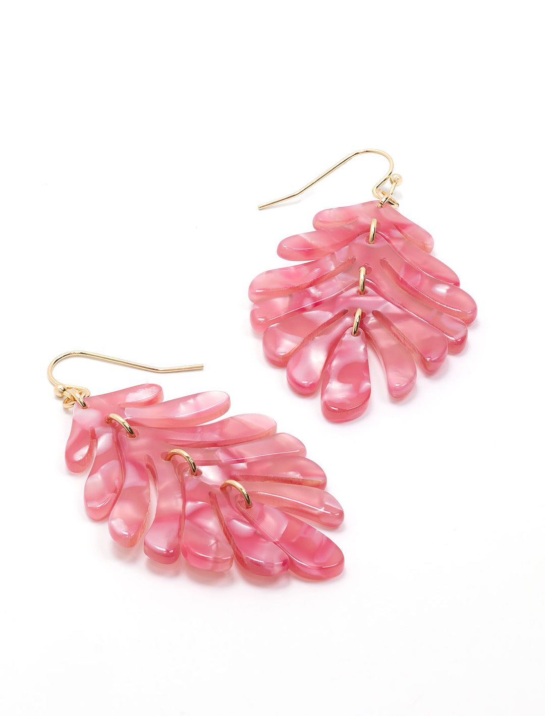 palm leaf earrings in pink