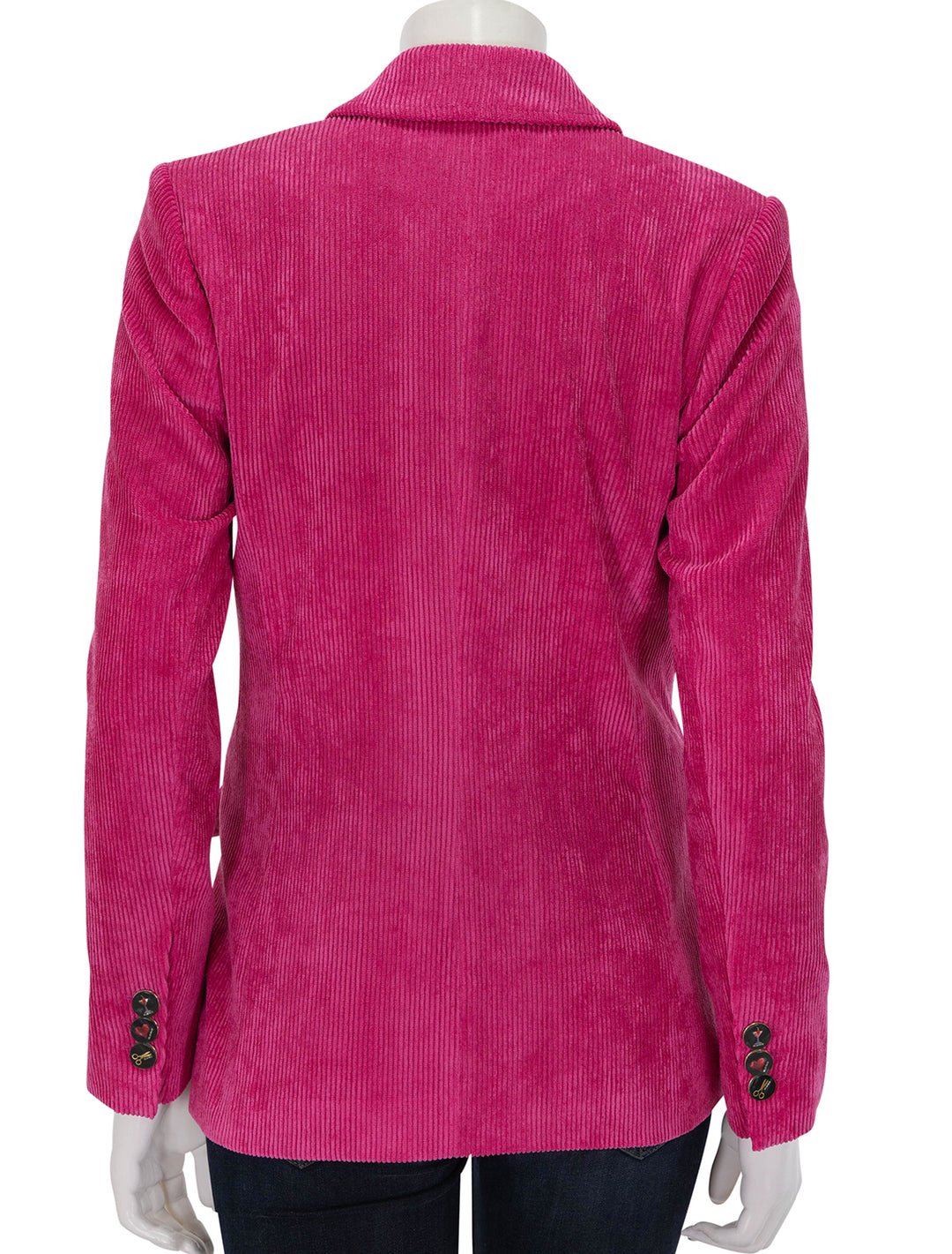 Back view of Vilagallo's ingrid pink corduroy blazer.