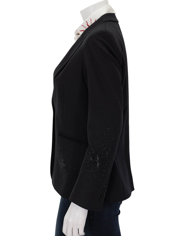 Side view of Vilagallo's Heather Black Crystal Blazer.