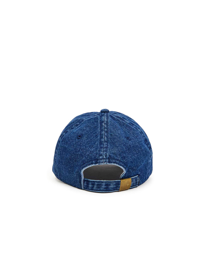 Back view of Clare V.'s denim ciao baseball hat.
