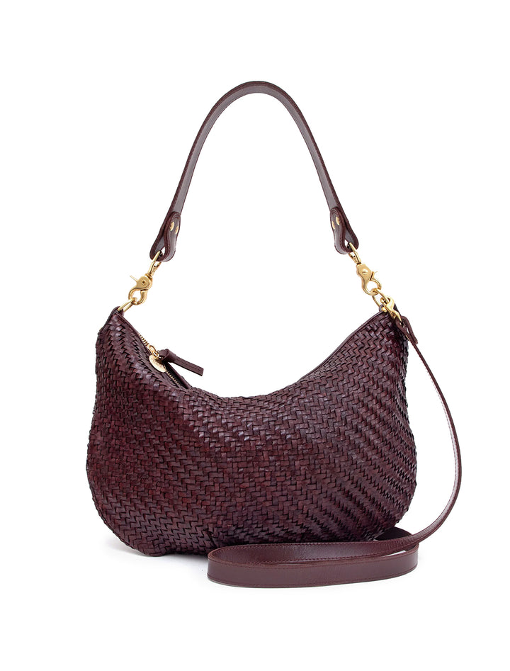 moyen messenger in plum woven zig zag