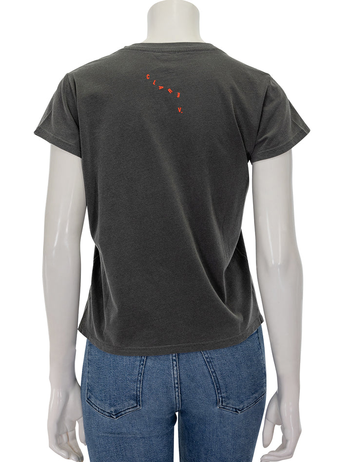 back view of classic oui tee in faded black