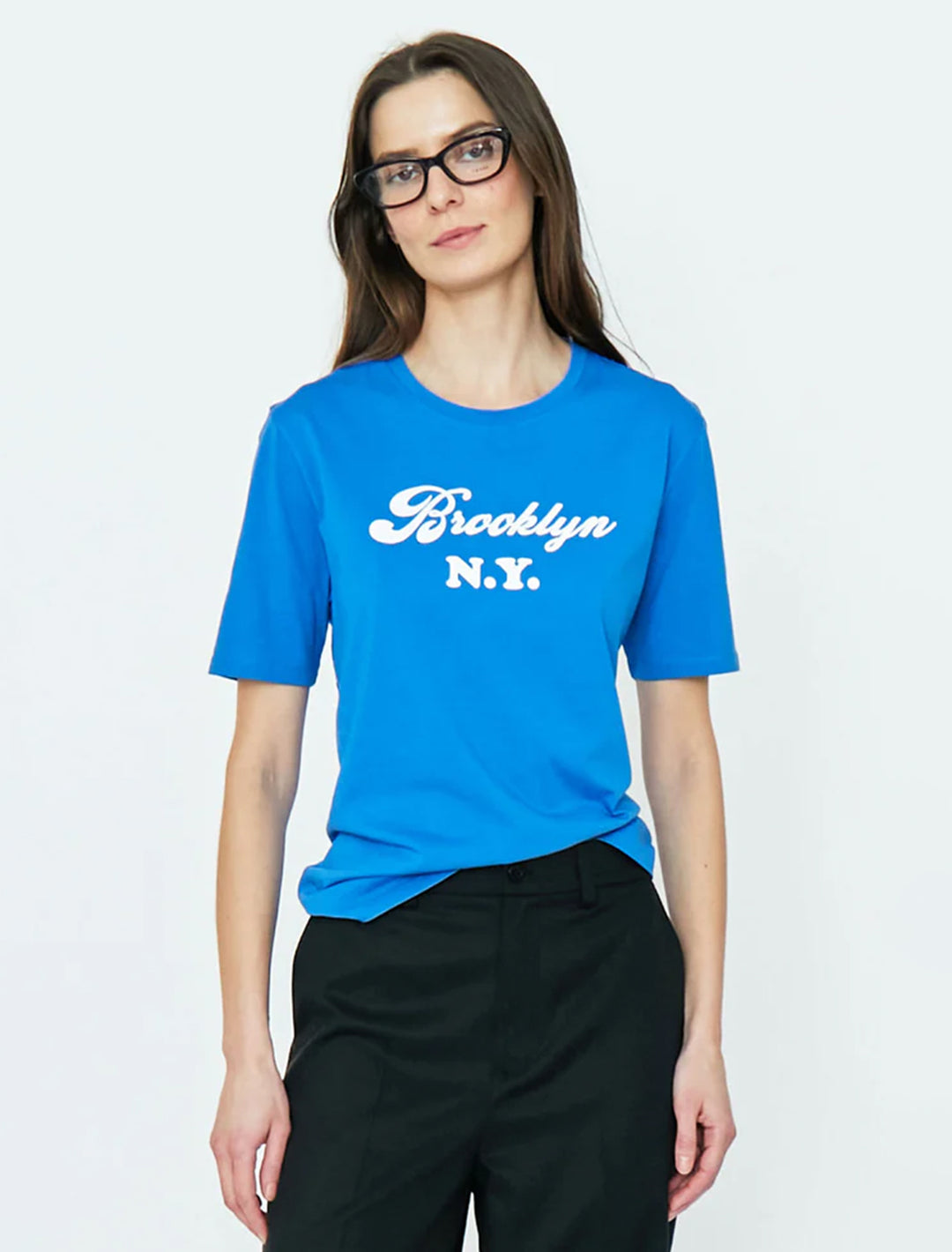 Model wearing KULE's the modern in brooklyn blue.