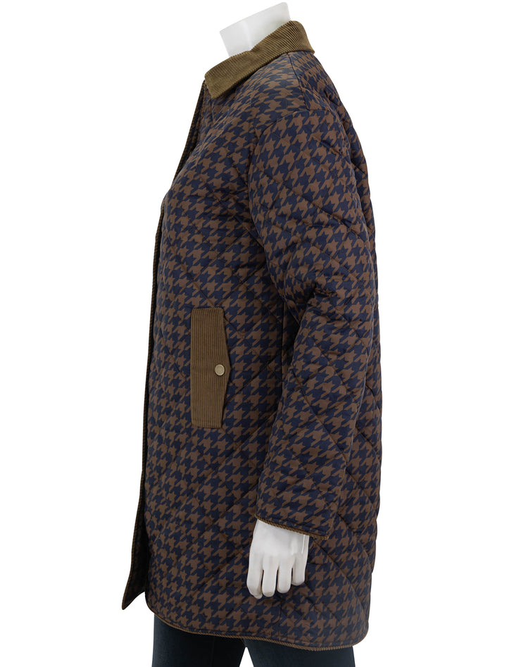 Side view of KULE's the georgie houndstooth coat.