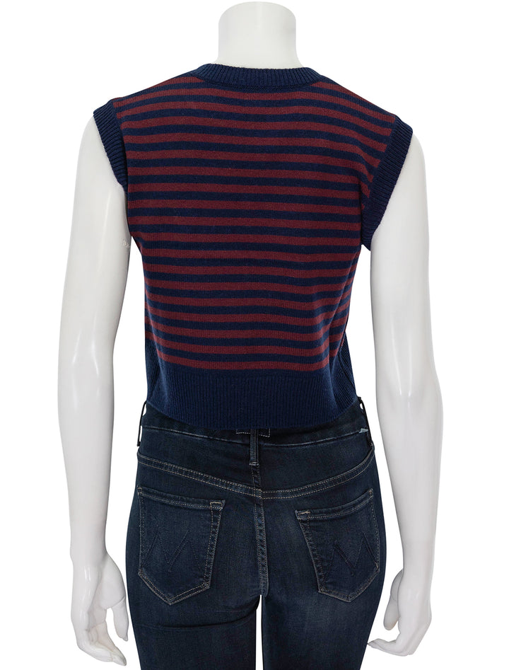 Back view of KULE's the sam vest in navy and merlot.