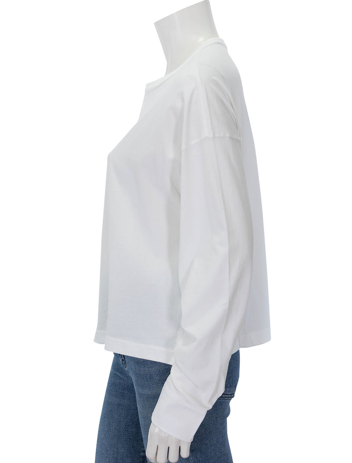 Side view of ATM's heavyweight jersey mixed media top in white.