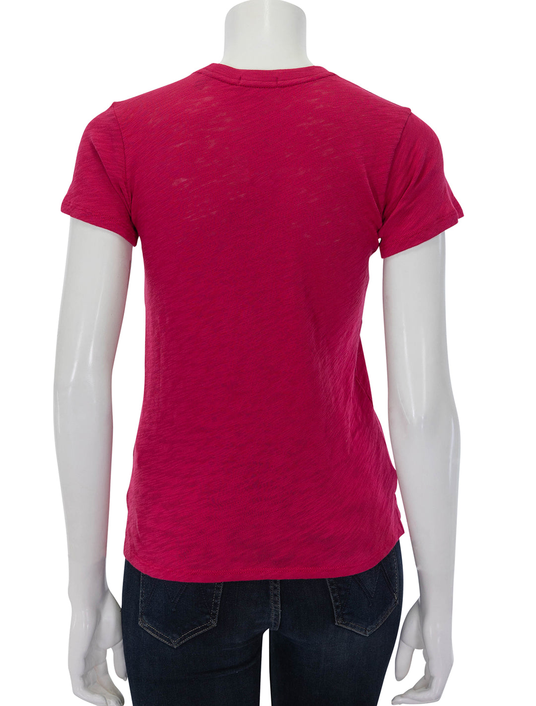 Back view of ATM's slub jersey schoolboy tee in rubellite.