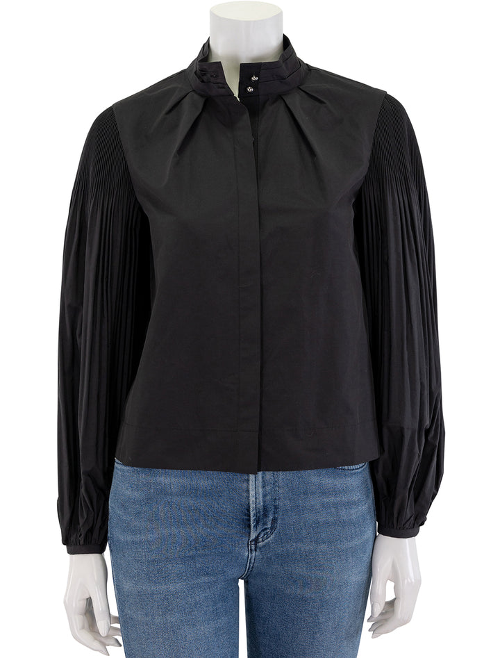 lupa pleated sleeve top in black