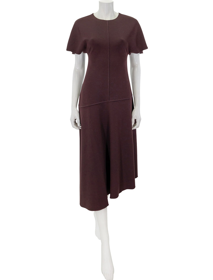 Front view of Derek Lam 10 Crosby's Nicola Dress in Aubergine.