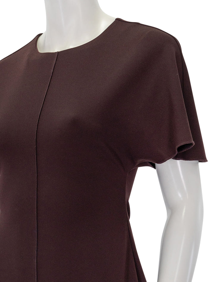 Close-up view of Derek Lam 10 Crosby's Nicola Dress in Aubergine.