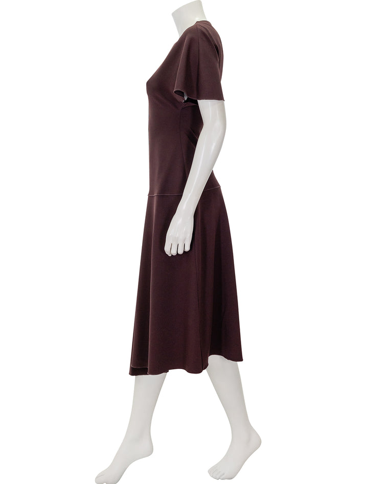 Side view of Derek Lam 10 Crosby's Nicola Dress in Aubergine.