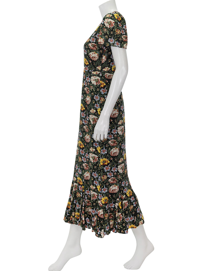 Side view of Rhode's lulani dress in blossoming canopy.