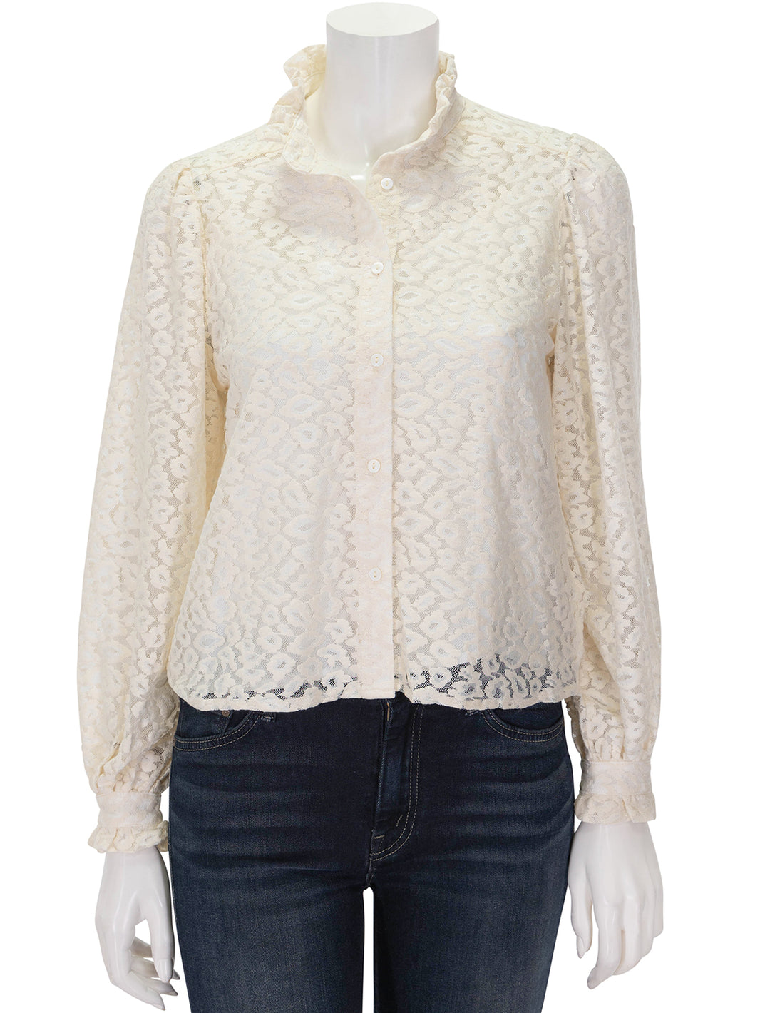 Front view of Suncoo Paris' Lanna Blouse in Blanc Casse.