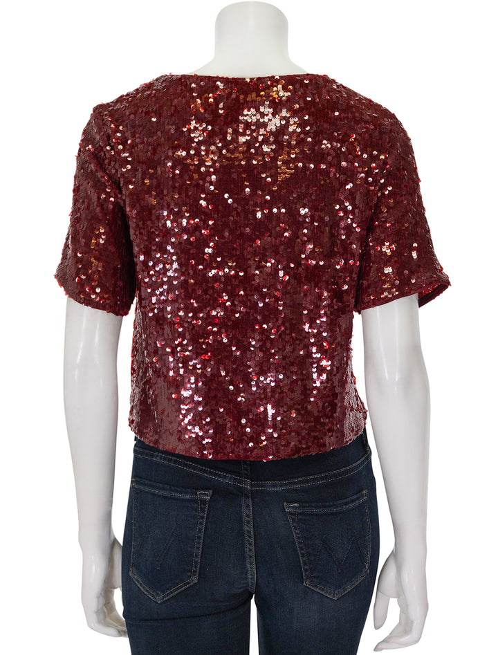 Back view of Suncoo Paris' Louise Sequin Top in Bordeaux.