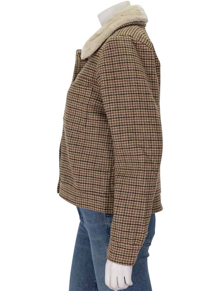 Side view of Suncoo Paris' Eden Cropped Houndstooth Jacket.