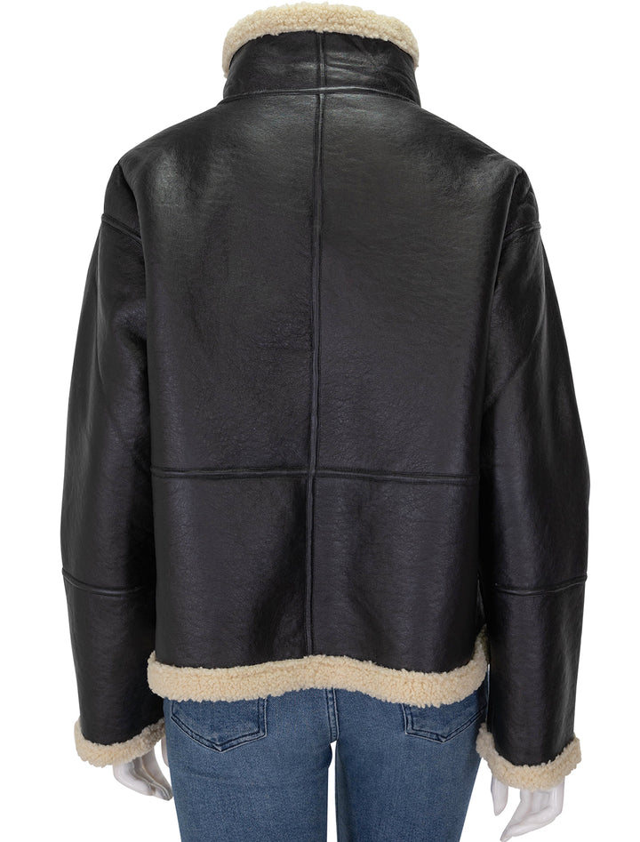 Back view of Suncoo Paris' Everest Faux Shearling in Noir.