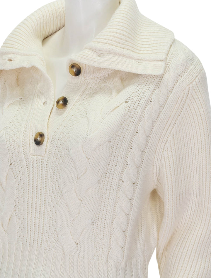 Close-up view of Suncoo Paris' Plagne Sweater in Blanc Casse.