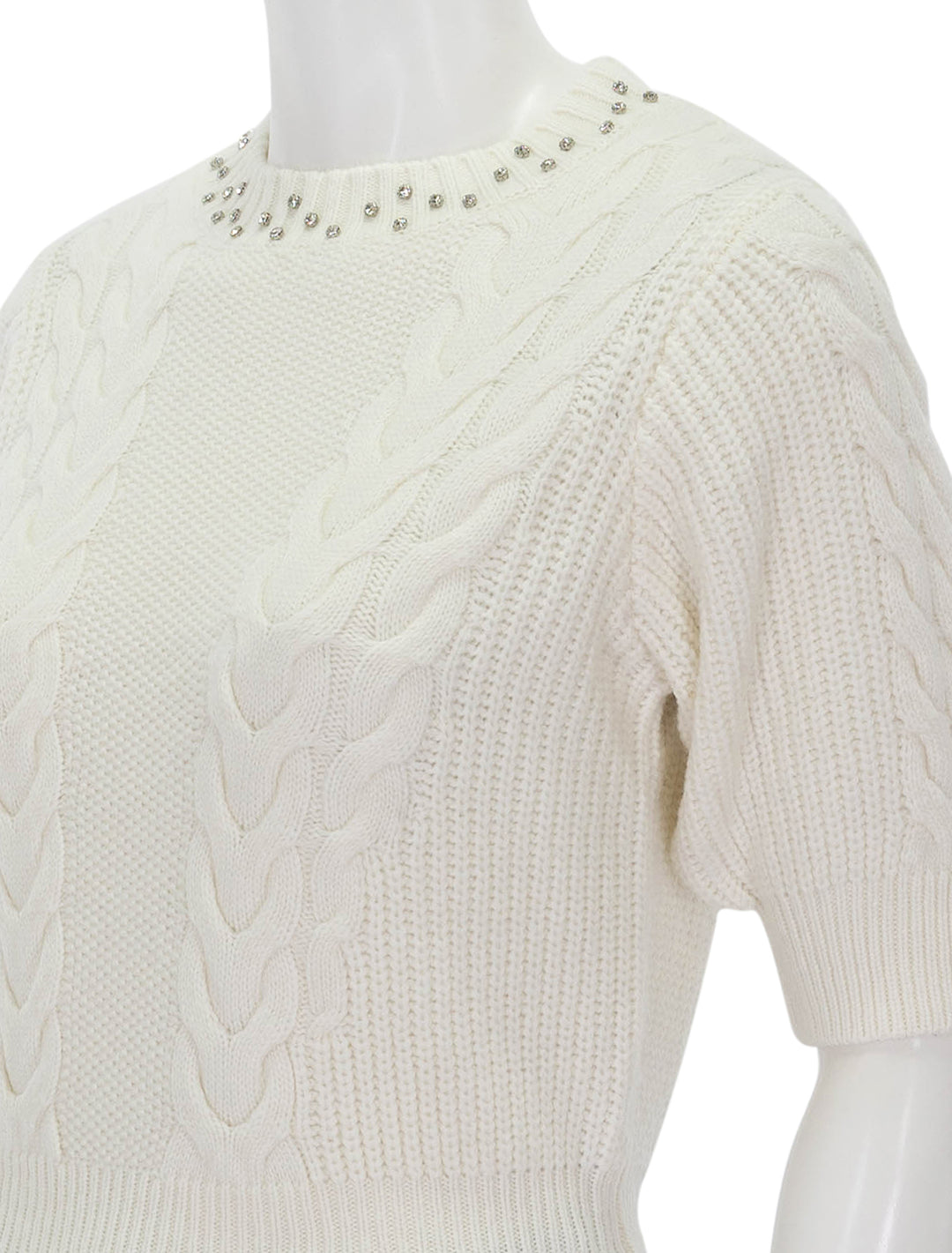 close up view of pikesy sweater in blanc casse