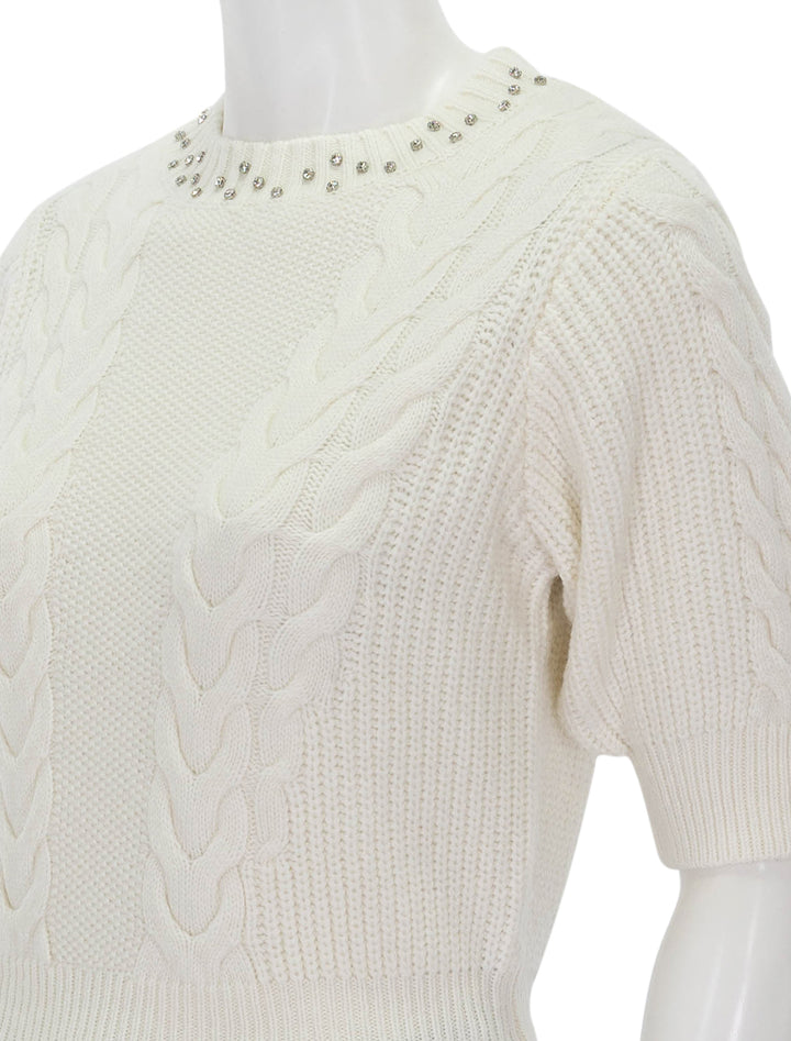 close up view of pikesy sweater in blanc casse