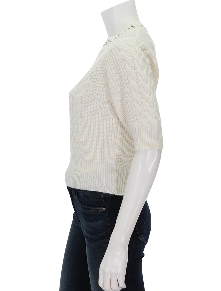 side view of pikesy sweater in blanc casse