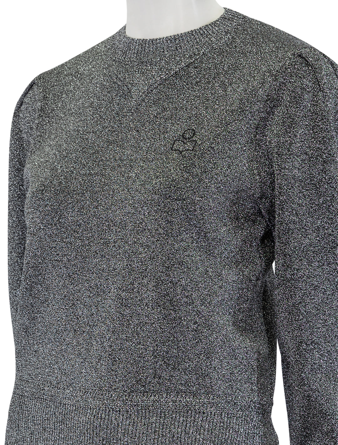 Close-up view of Isabel marant etoile' kelaya sweater in festive silver.