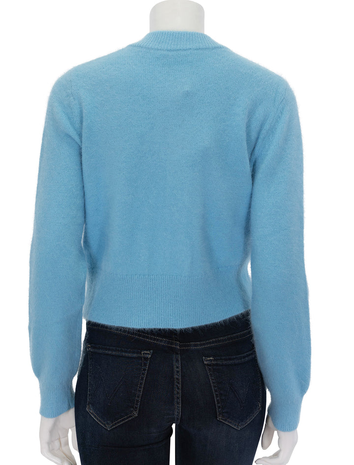 Back view of Rhode's amal cardigan in blue.