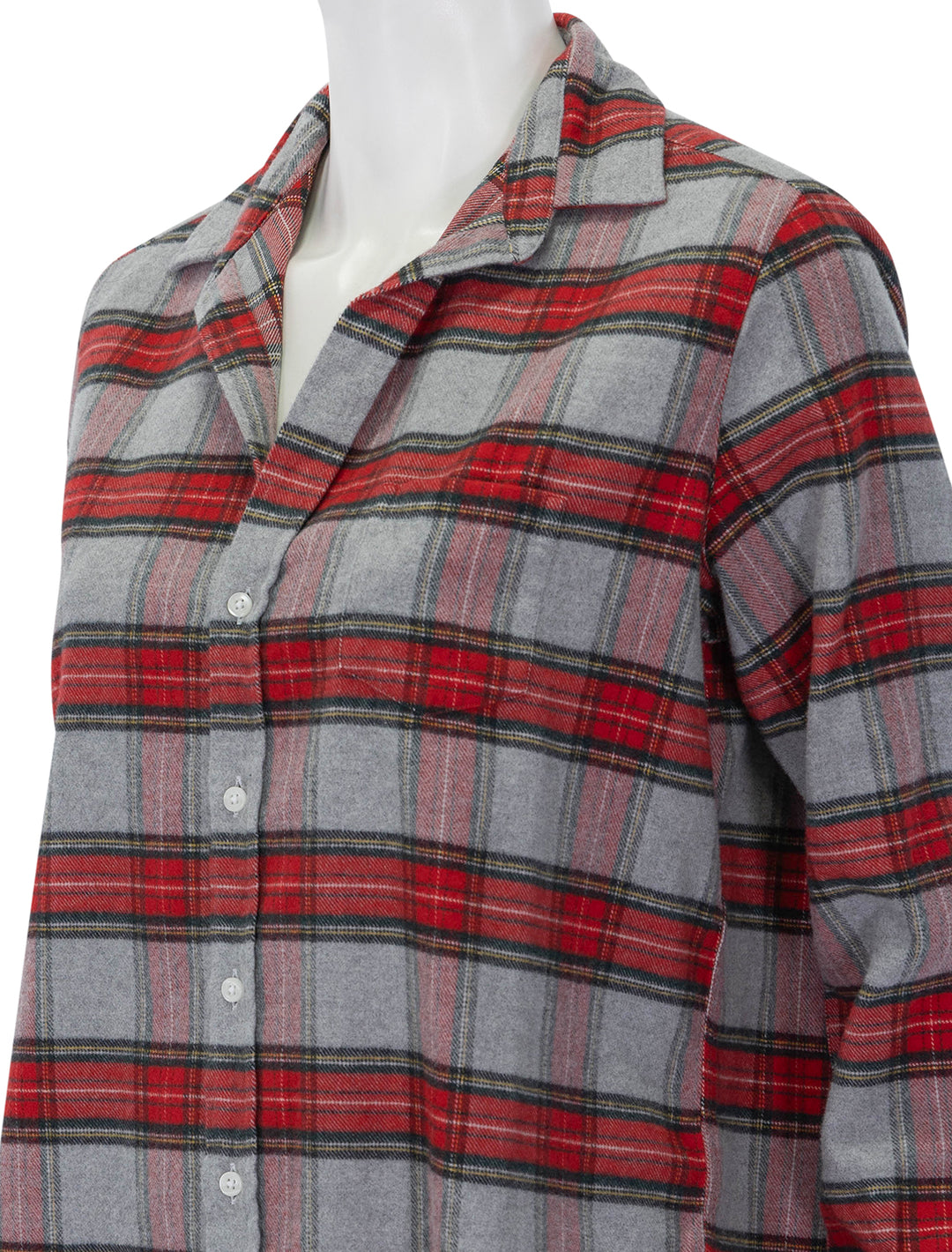 Close-up view of Frank & Eileen's eileen in washed red plaid.