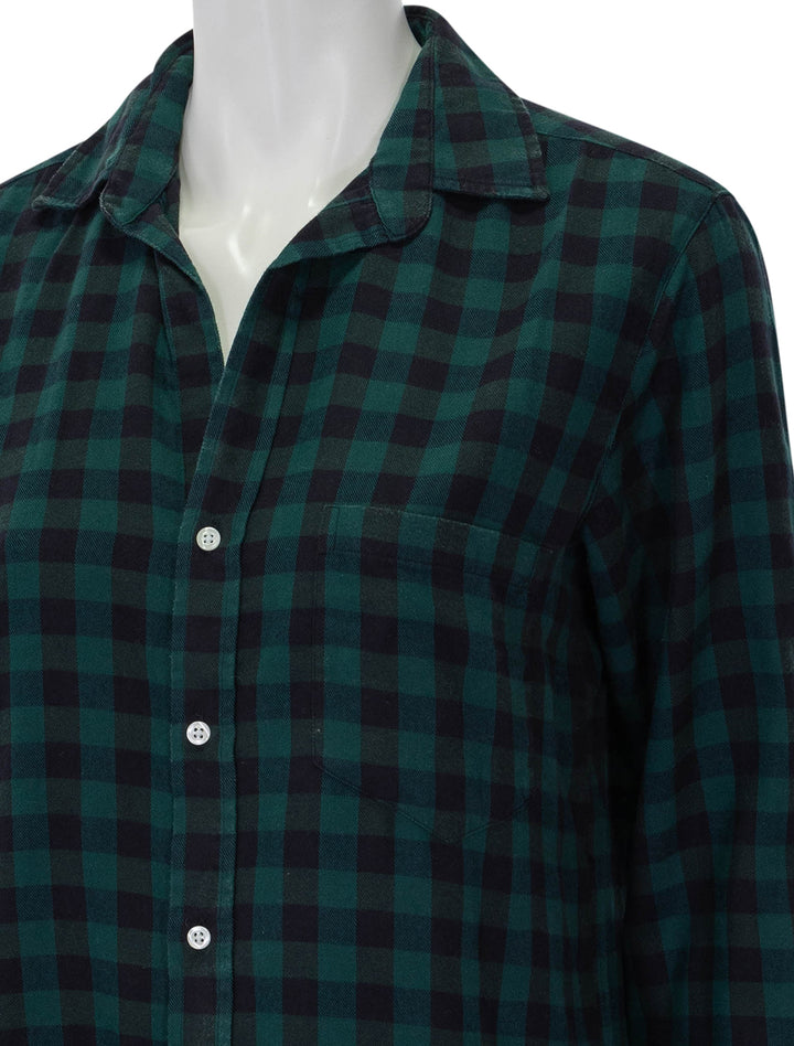 Close-up view of Frank & Eileen's joedy in green and black check.