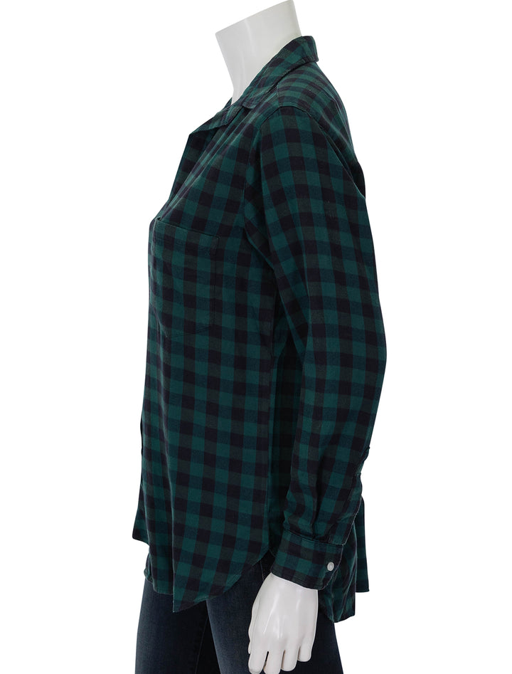 Side view of Frank & Eileen's joedy in green and black check.