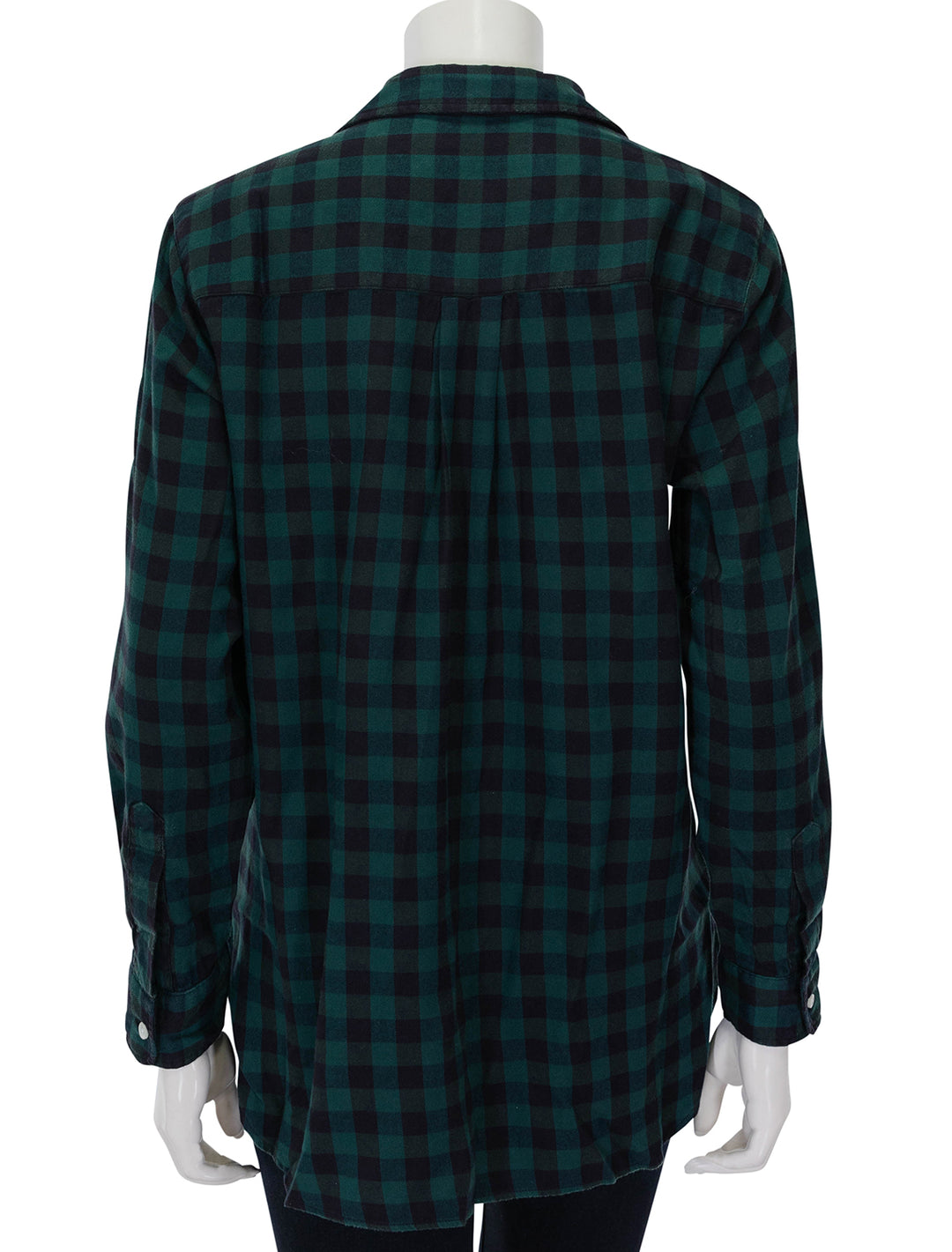 Back view of Frank & Eileen's joedy in green and black check.