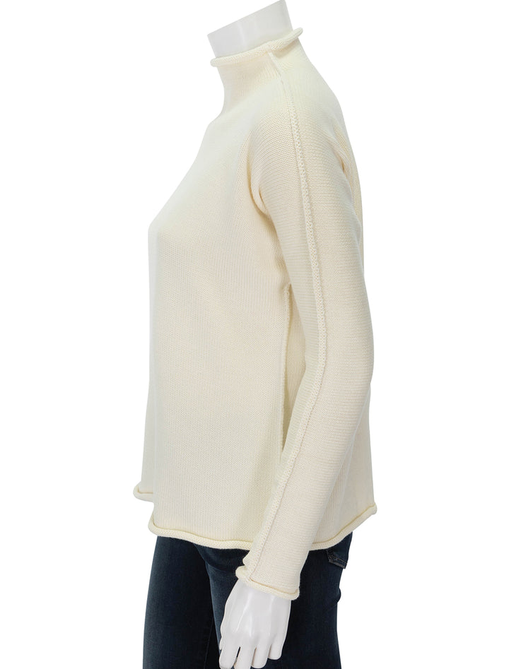 Side view of Frank & Eileen's monterey sweater in cream.