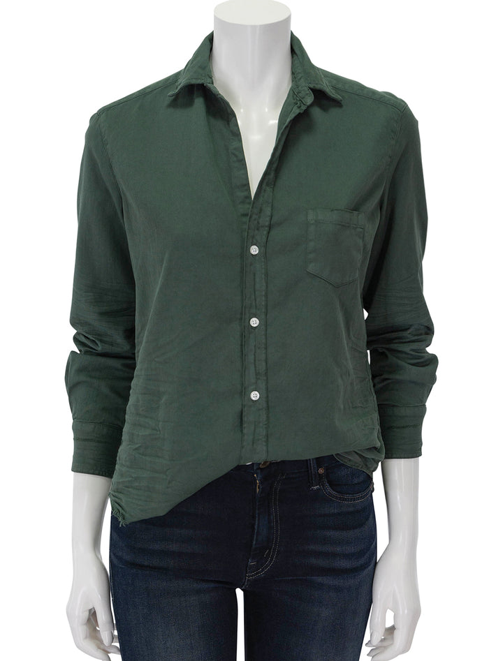 Front view of Frank & Eileen's eileen in vintage green denim.