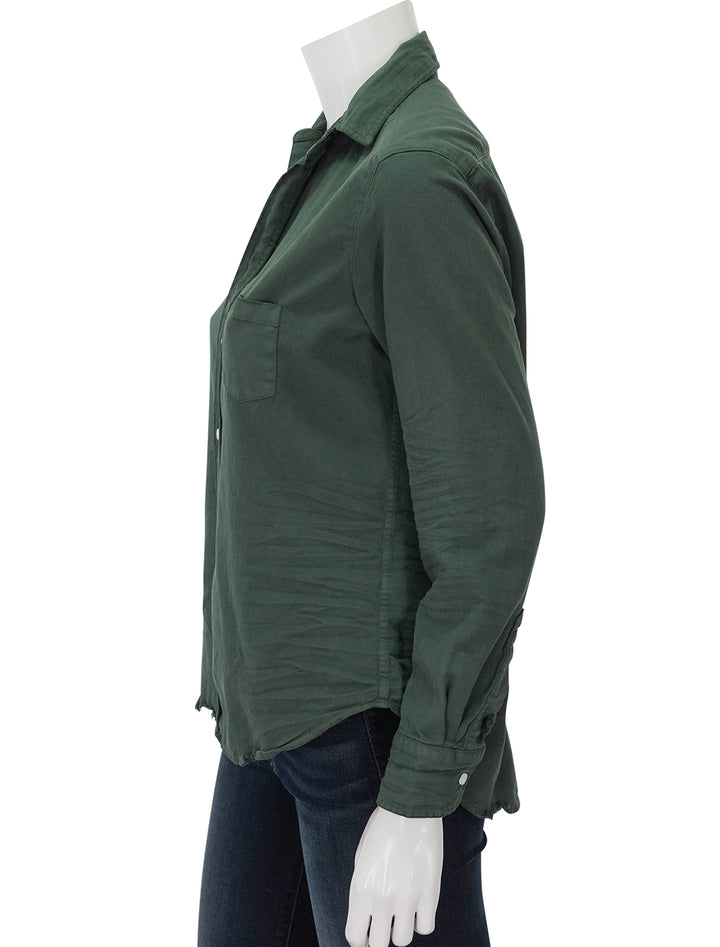 Side view of Frank & Eileen's eileen in vintage green denim.