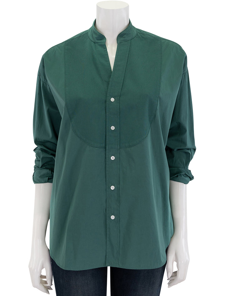 victoria tuxedo blouse in solid green