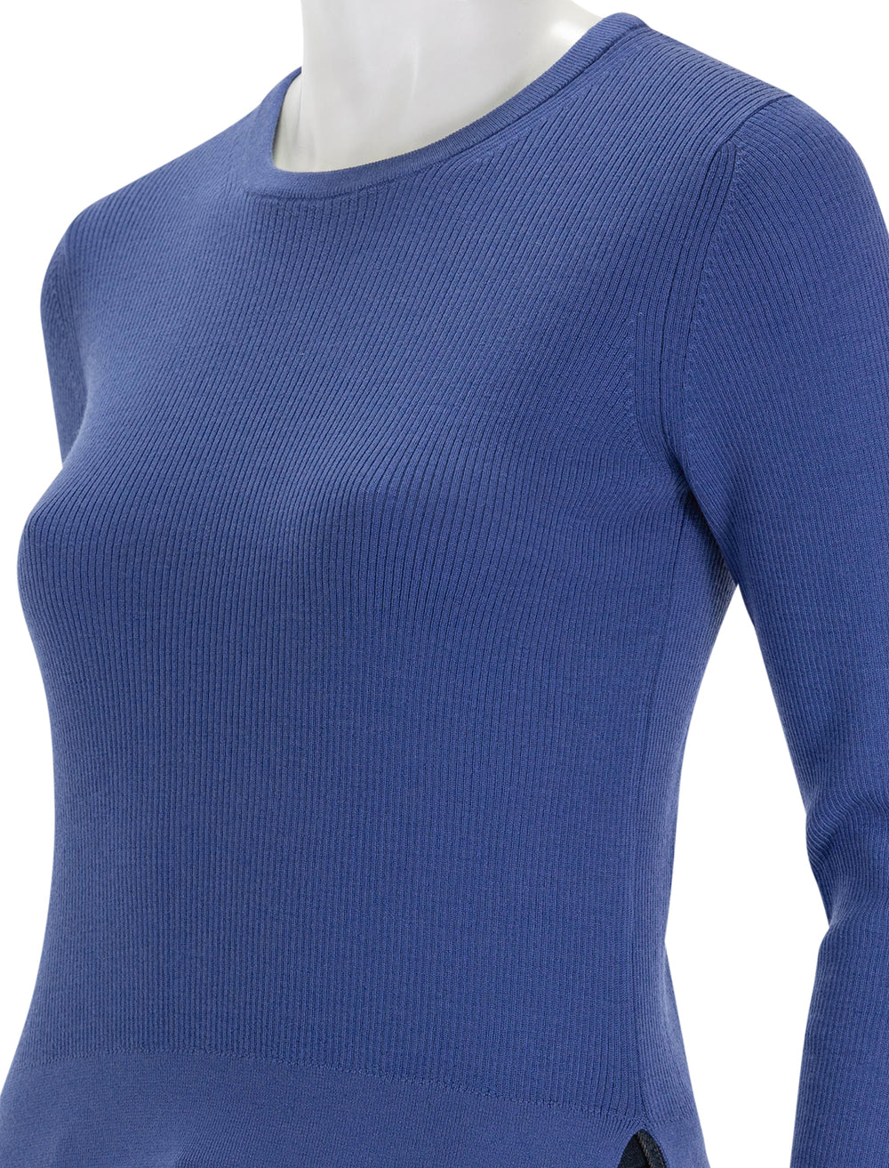 Close-up view of Alex Mill's Ava Sweater in Mystic Blue.