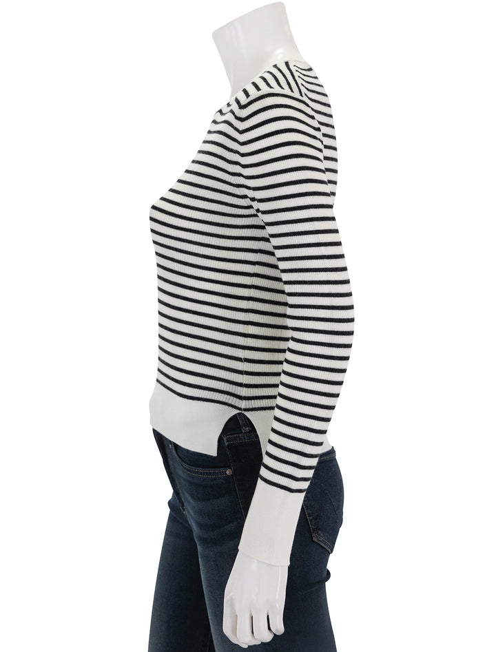 Side view of Alex Mill's ava sweater in ivory and black.