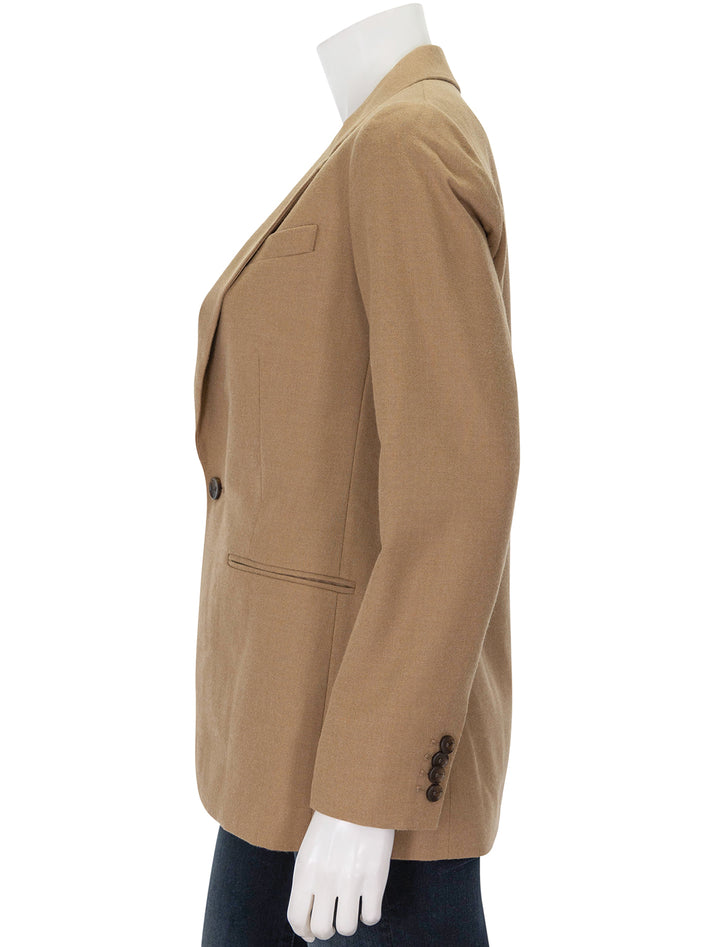 Side view of Alex Mill's marie blazer in camel.