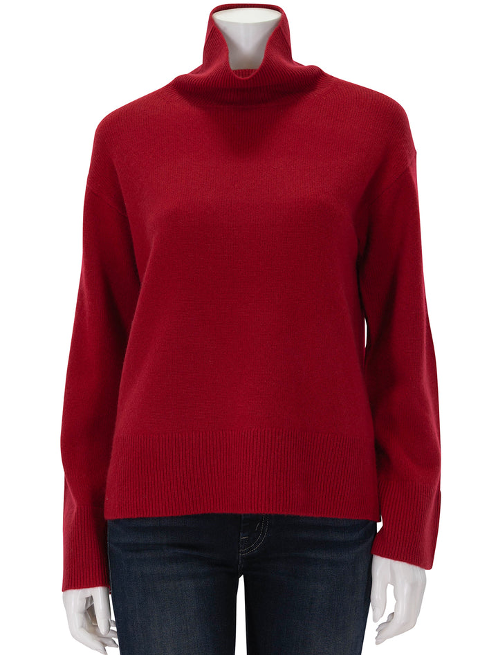 Front view of Alex Mill's cecile turtleneck sweater in garnet.