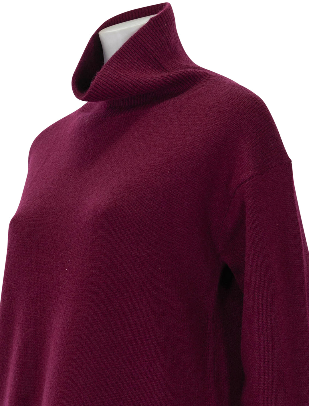 Close-up view of Alex Mill's cecile turtleneck in barolo.