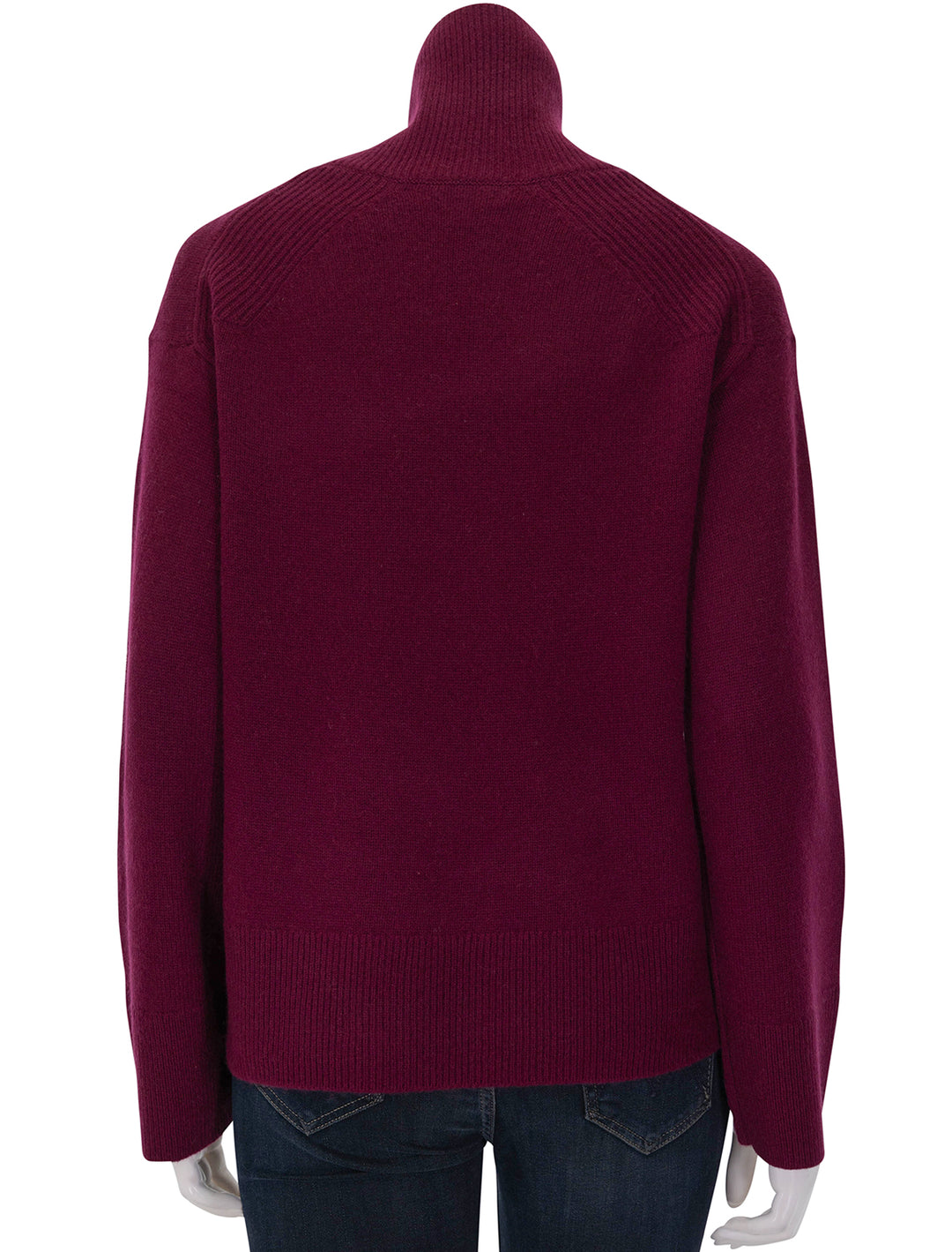 Back view of Alex Mill's cecile turtleneck in barolo.